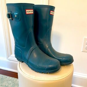 Hunter boots teal peacock blue